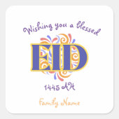 Happy Eid Custom Vierkante Sticker (Voorkant)