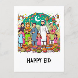 Happy Eid Family Grappig vieren van design Briefkaart