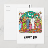 Happy Eid Family Grappig vieren van design Briefkaart (Voorkant / Achterkant)