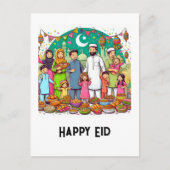Happy Eid Family Grappig vieren van design Briefkaart (Voorkant)
