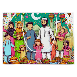 Happy Eid Family Grappig vieren van design Groot Cadeauzakje