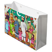 Happy Eid Family Grappig vieren van design Groot Cadeauzakje (Voorkant Gekanteld)