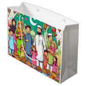 Happy Eid Family Grappig vieren van design Groot Cadeauzakje (Achterkant Gekanteld)