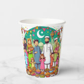 Happy Eid Family Grappig vieren van design Papieren Bekers (Achterkant)