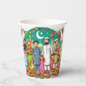 Happy Eid Family Grappig vieren van design Papieren Bekers (Voorkant)