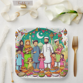 Happy Eid Family Grappig vieren van design Papieren Bordje