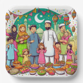 Happy Eid Family Grappig vieren van design Papieren Bordje (Voorkant)
