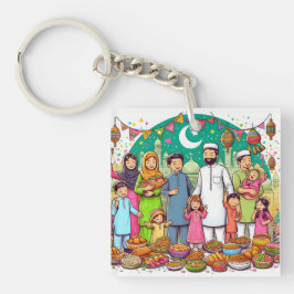 Happy Eid Family Grappig vieren van design Sleutelhanger