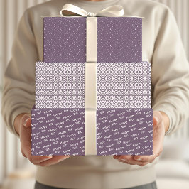 Happy Eid Kinder Paars Moon Star Pattern Quote Inpakpapier Vel