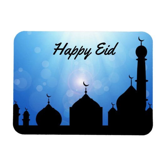 Happy Eid-moskee met zonnestralen - Flexibel magne Magneet (Horizontaal)