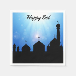 Happy Eid Moskee met Zonnestralen - Papieren serve Servetten