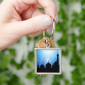 Happy Eid-moskee met zonnestralen Sleutelhanger (Hand)