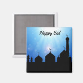 Happy Eid Mosque met zonnestralen - Magnet (Voorkant / Achterkant)