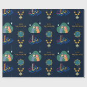 Happy Eid Mubarak 1445 Hijriah Navy Blue Cadeaupapier (Vlak)