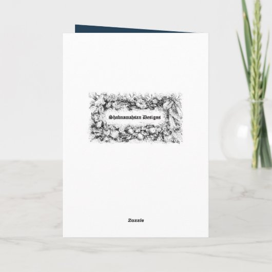 Happy Eid Mubarak Blauw Wit Arabisch Kalligrafisch Feestdagen Kaart (Achterkant)