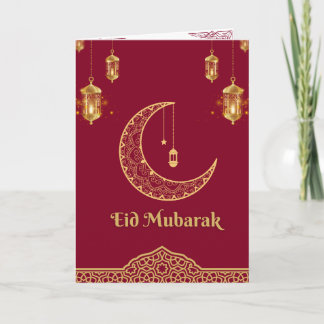 Happy Eid Mubarak Bourgondië en Gouden Halve Maan Feestdagen Kaart