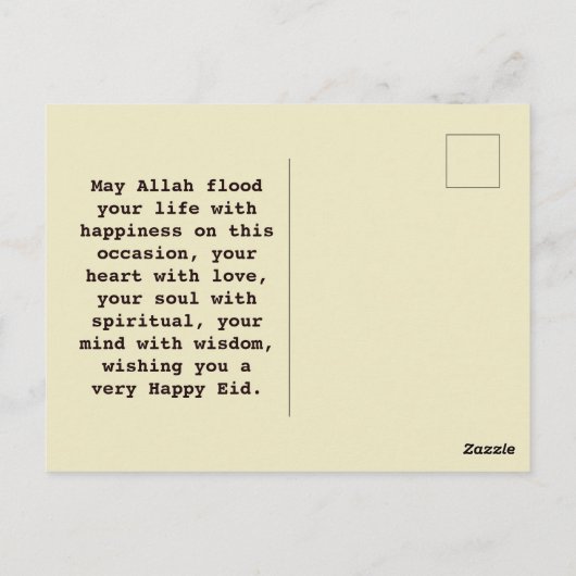 Happy Eid Mubarak Briefkaart (Achterkant)