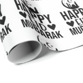 Happy Eid Mubarak Crescent Mosque Black White Cadeaupapier (Rol Hoek)