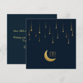 Happy Eid Mubarak Crescent Star Blue Feestdagenkaart (Voorkant / Achterkant)