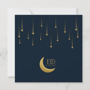 Happy Eid Mubarak Crescent Star Blue Feestdagenkaart