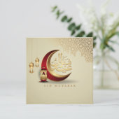Happy Eid Mubarak Cresent Arabic Calligraphic Red Feestdagenkaart (Staand voorkant)