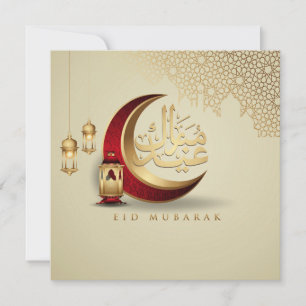 Happy Eid Mubarak Cresent Arabic Calligraphic Red Feestdagenkaart
