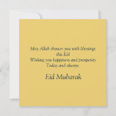Happy Eid Mubarak Cresent Star Gold Blue Patroon Feestdagenkaart (Achterkant)
