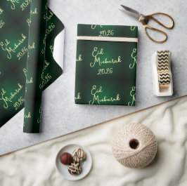 Happy Eid Mubarak Green Elegant  wrapping Paper  Cadeaupapier