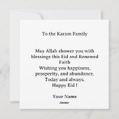 Happy Eid Mubarak Greeting modern Card  Feestdagenkaart (Achterkant)