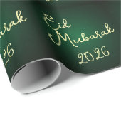 Happy Eid Mubarak Groen Elegant inpakpapier  (Rol Hoek)