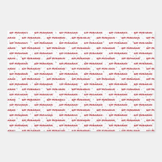 Happy Eid Mubarak Kinder Red Dot Pattern Quote Whi Inpakpapier Vel (Voorkant 2)