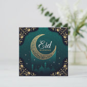 Happy Eid Mubarak-moskee Feestdagenkaart (Staand voorkant)