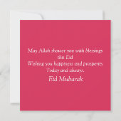 Happy Eid Mubarak Roze en White Crescent and Star Feestdagenkaart (Achterkant)