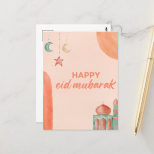Happy Eid Mubarak Waterverf Moskee Briefkaart