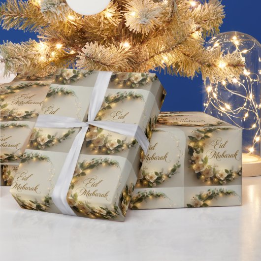 Happy Eid Mubarak White Hilal Wrapping Paper Cadeaupapier (Feestdagen)