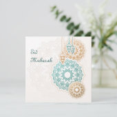 Happy eid mubarak with lanterns and decorations feestdagenkaart (Staand voorkant)