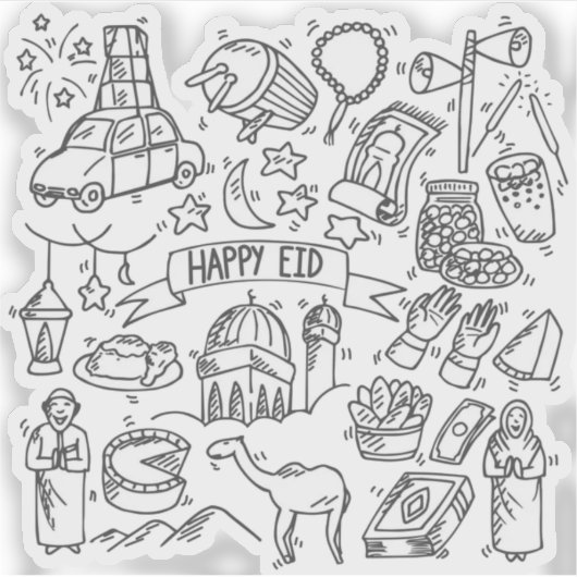 Happy Eid Sticker (Voorkant)