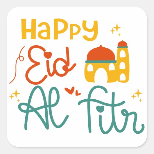 Happy Eid Vierkante Sticker (Voorkant)