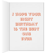 Happy Eight Birthday, Cute Cartoon Dragon (Binnen (Rechts))