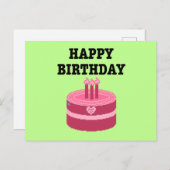 Happy Eight-Bit Birthday Pixel Art Uitnodiging Briefkaart (Voorkant / Achterkant)