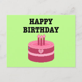 Happy Eight-Bit Birthday Pixel Art Uitnodiging Briefkaart