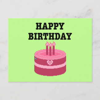 Happy Eight-Bit Birthday Pixel Art Uitnodiging Briefkaart