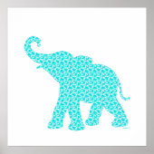 Happy Elephant Art Green Pattern Modern Poster (Voorkant)