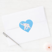 Happy Elephant Art Pattern Flower Cute Unique Blue Hart Sticker (Envelop)