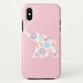 Happy Elephant Art Pattern Flower Cute Unique Roze Case-Mate iPhone Case (Achterkant)