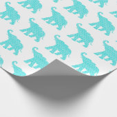 Happy Elephant Art Turquoise Pattern Cute Cadeaupapier (Hoek)