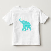 Happy Elephant-Art Turquoise Pattern Cute Kinder Shirts (Voorkant)