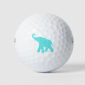Happy Elephant Art Turquoise Pattern Modern Golfballen (Voorkant)