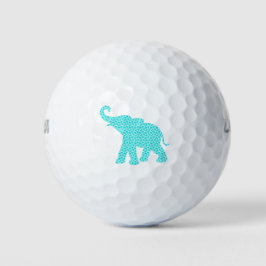 Happy Elephant Art Turquoise Pattern Modern Golfballen