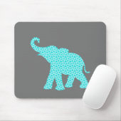 Happy Elephant Art Turquoise Pattern Modern Muismat (Met muis)